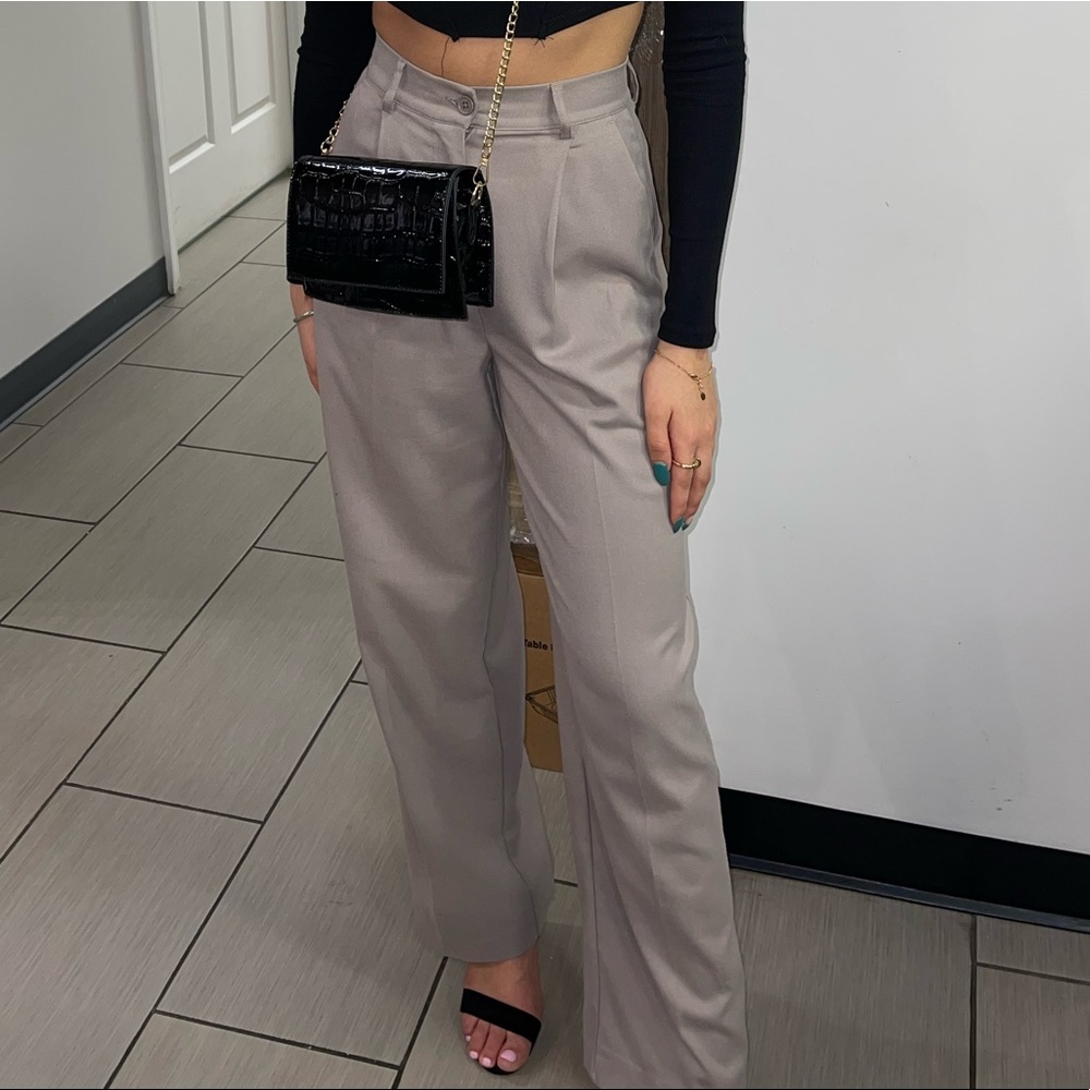 Charcoal grey wide leg trousers